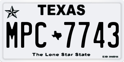 TX license plate MPC7743