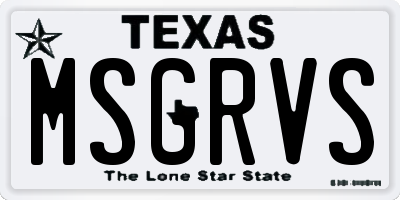 TX license plate MSGRVS