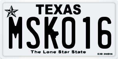 TX license plate MSK016