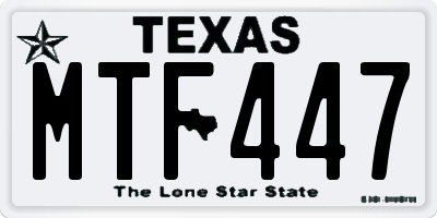 TX license plate MTF447