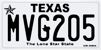 TX license plate MVG205