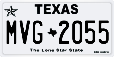 TX license plate MVG2055