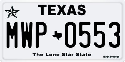 TX license plate MWP0553