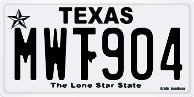 TX license plate MWT904