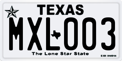 TX license plate MXL003