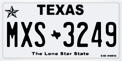 TX license plate MXS3249