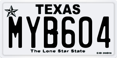 TX license plate MYB604