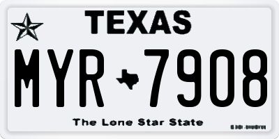 TX license plate MYR7908