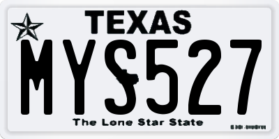 TX license plate MYS527