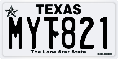 TX license plate MYT821