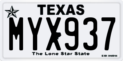 TX license plate MYX937