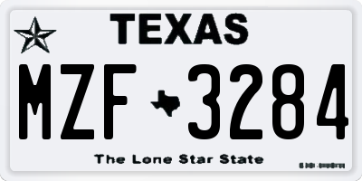TX license plate MZF3284