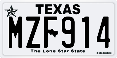 TX license plate MZF914