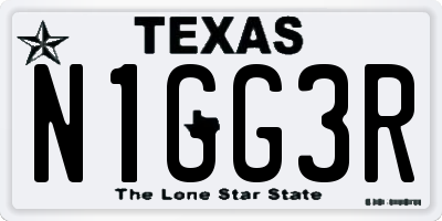 TX license plate N1GG3R