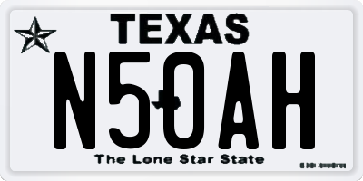 TX license plate N50AH