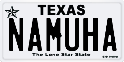 TX license plate NAMUHA