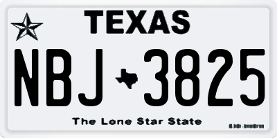 TX license plate NBJ3825