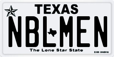 TX license plate NBLMEN