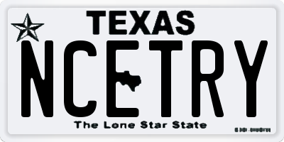 TX license plate NCETRY