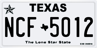 TX license plate NCF5012