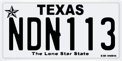 TX license plate NDN113