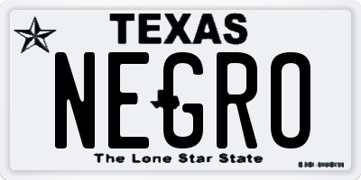 TX license plate NEGRO