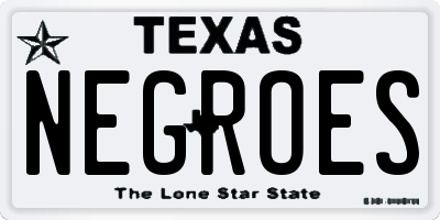 TX license plate NEGROES