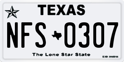 TX license plate NFS0307