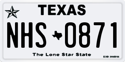 TX license plate NHS0871