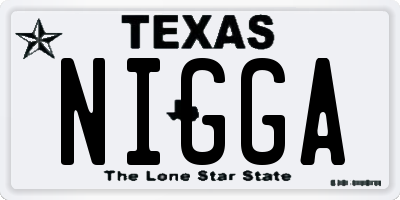 TX license plate NIGGA