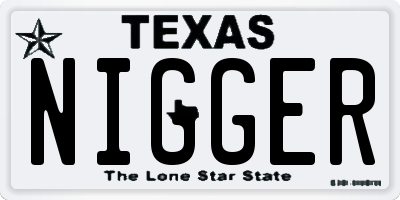 TX license plate NIGGER