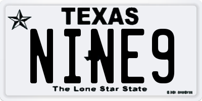 TX license plate NINE9