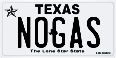 TX license plate NOGAS