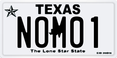 TX license plate NOM01