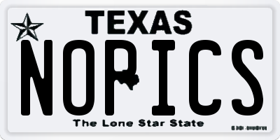 TX license plate NOPICS