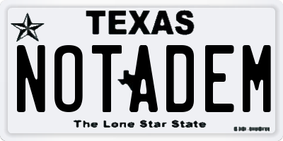 TX license plate NOTADEM