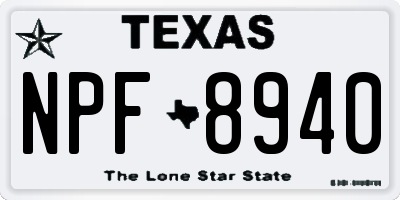 TX license plate NPF8940