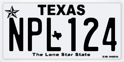 TX license plate NPL124