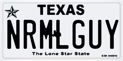 TX license plate NRMLGUY