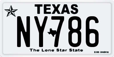 TX license plate NY786