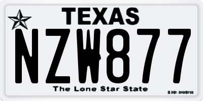 TX license plate NZW877