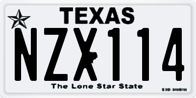 TX license plate NZX114