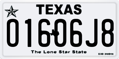 TX license plate O1606J8