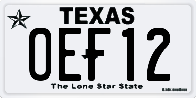 TX license plate OEF12