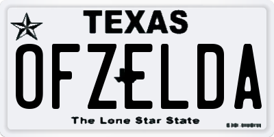 TX license plate OFZELDA