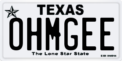 TX license plate OHMGEE