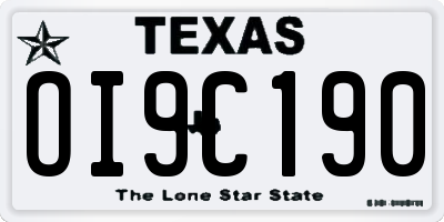 TX license plate OI9C190