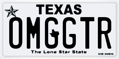 TX license plate OMGGTR