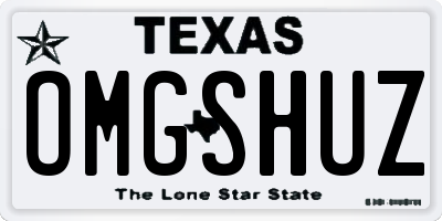 TX license plate OMGSHUZ