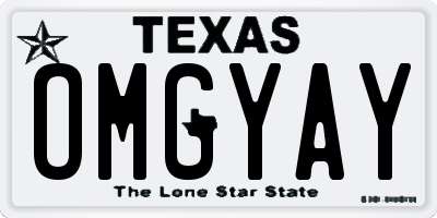 TX license plate OMGYAY